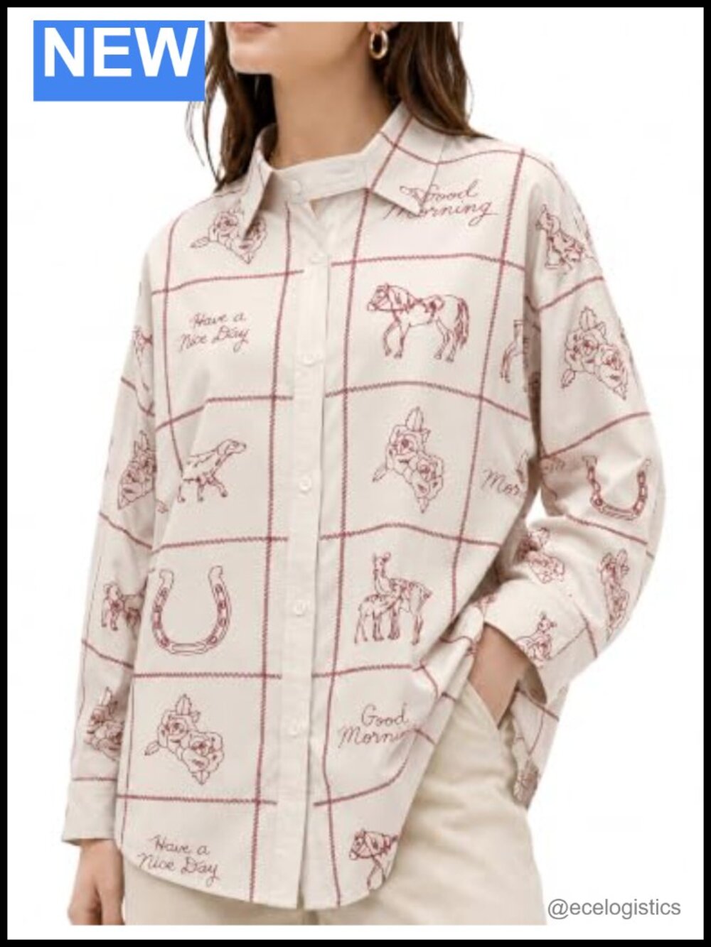 Women's Western Button Down Shirt Vintage Graphic Print Long Sleeve Blouse